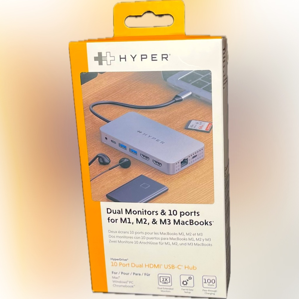 HyperDrive 4K Dual HDMI USB C Hub MacBook 10in1: Ethernet, SD, USB-A USB-C Audio